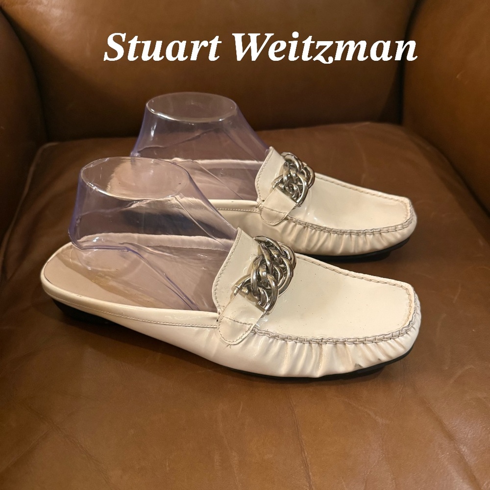 Stuart Weitzman white patent leather mules Size 9.5